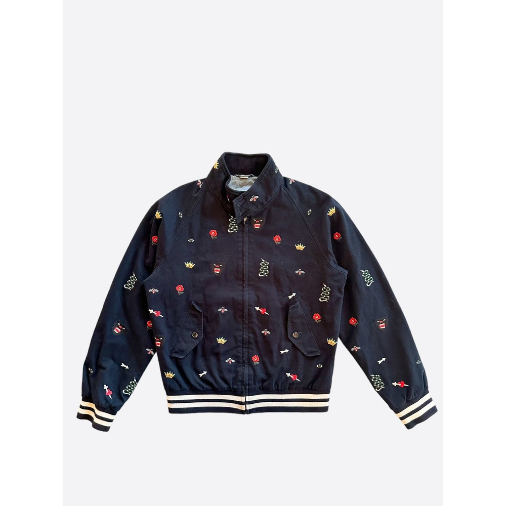 Gucci Navy Mini Logos Embroidered Jacket